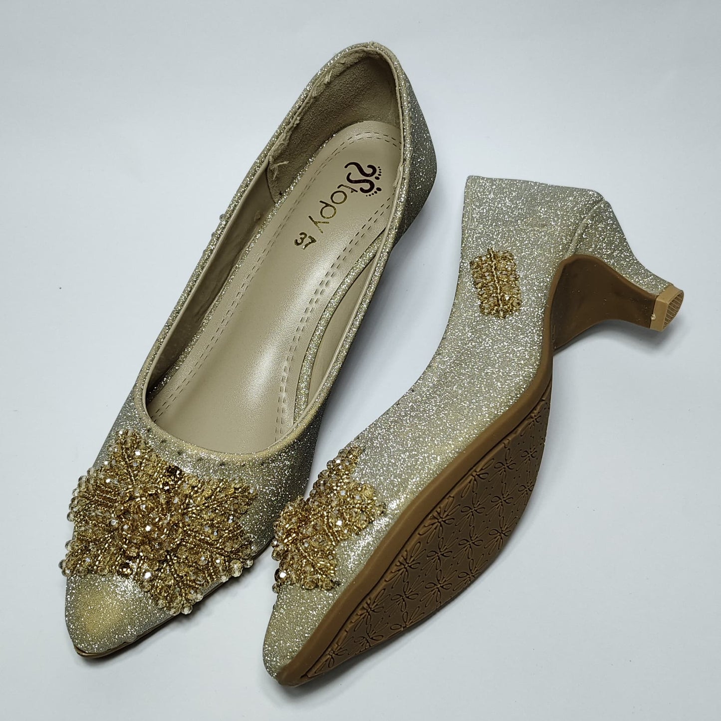 Metallic Beige Gold Shoes