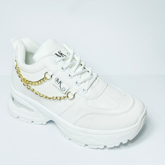 White & Gold Women's Sneakers