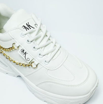 White & Gold Women's Sneakers