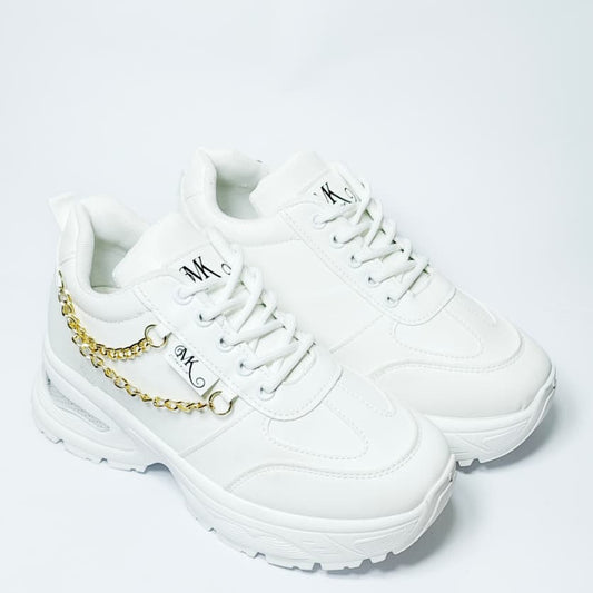 White & Gold Women's Sneakers