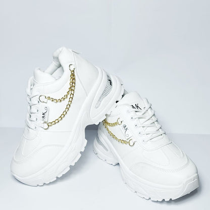 White & Gold Women's Sneakers